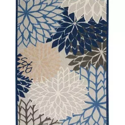 Kirklands Home Blue Floral Outdoor Area Rug, 5x7