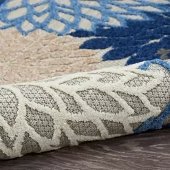 Kirklands Home Blue Floral Outdoor Area Rug, 5x7