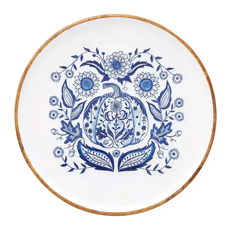 Fall>Kirklands Home Blue Floral Pumpkin Serving Tray