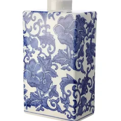 Vases>Kirklands Home Blue Floral Rectangle Vase