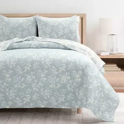 Kirklands Home Blue Floral Reversible 3-pc. King Quilt Set Outlet