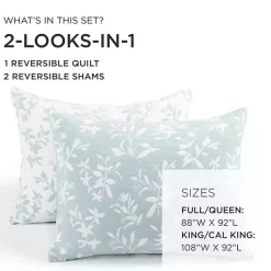 Kirklands Home Blue Floral Reversible 3-pc. Full/Queen Quilt Set Hot