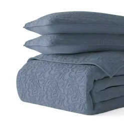 Kirklands Home Floral Stitch 3-pc. Queen Quilt Set Blue Hot