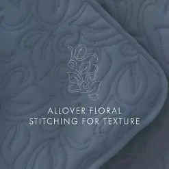 Kirklands Home Floral Stitch 3-pc. Queen Quilt Set Blue Hot