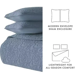 Kirklands Home Floral Stitch 2-pc. Twin Quilt Set Blue New