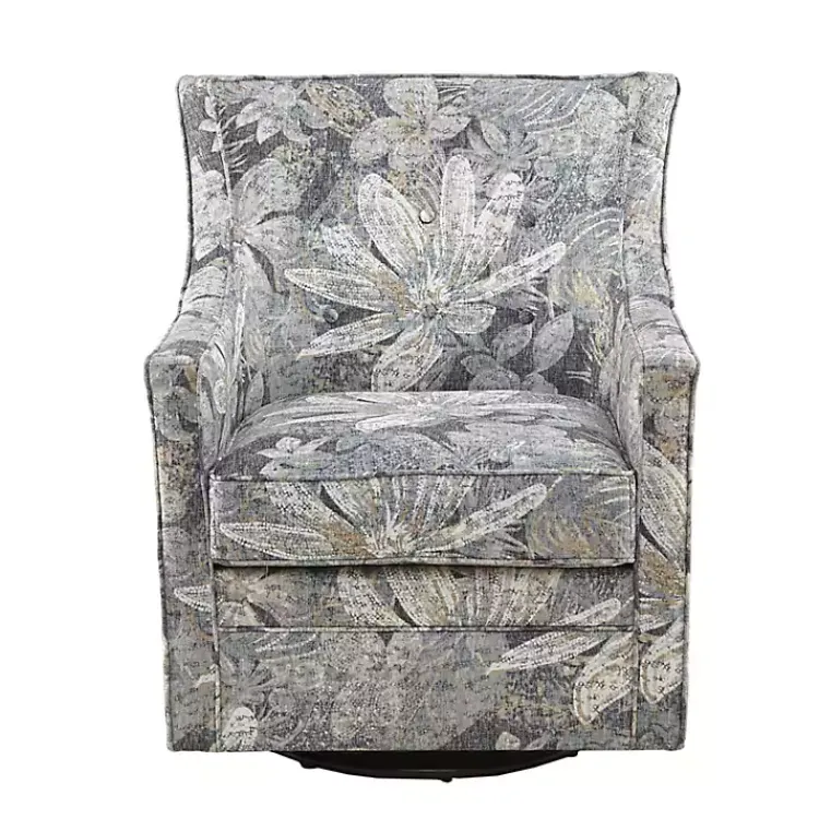 Kirklands Home Floral Swivel Mica Glider Accent Chair Blue Discount