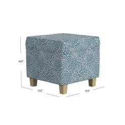 Kirklands Home Floral Upholstered Square Storage Ottoman Blue Best