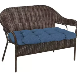 Kirklands Home French Edge Outdoor Wicker Settee Cushion Blue