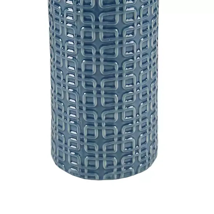 Kirklands Home Blue Geometric Ceramic Table Lamp White Outlet