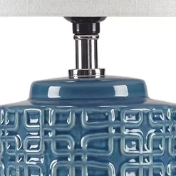 Kirklands Home Blue Geometric Ceramic Table Lamp White Outlet