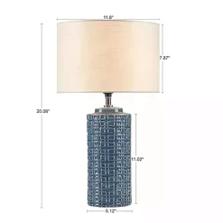 Kirklands Home Blue Geometric Ceramic Table Lamp White Outlet