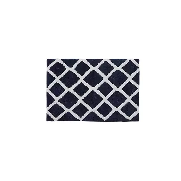 Kirklands Home Blue Geometric Pattern Reversible Bath Mat, 34 in. Online