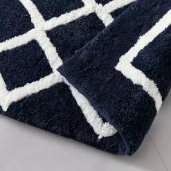 Kirklands Home Blue Geometric Pattern Reversible Bath Mat, 34 in. Online
