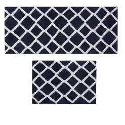 Kirklands Home Blue Geometric Pattern Reversible Bath Mat, 34 in. Online