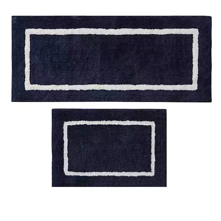 Kirklands Home Blue Geometric Pattern Reversible Bath Mat, 60 in. Online