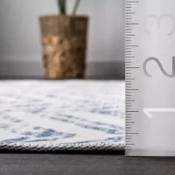Kirklands Home Blue Geometric Pattern Washable Runner
