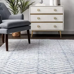 Kirklands Home Blue Geometric Pattern Washable Area Rug, 3x5