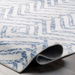 Kirklands Home Blue Geometric Pattern Washable Area Rug, 4x6 New