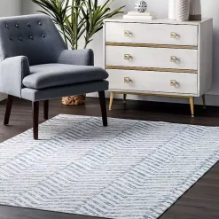 Kirklands Home Blue Geometric Pattern Washable Area Rug, 5x8 Sale