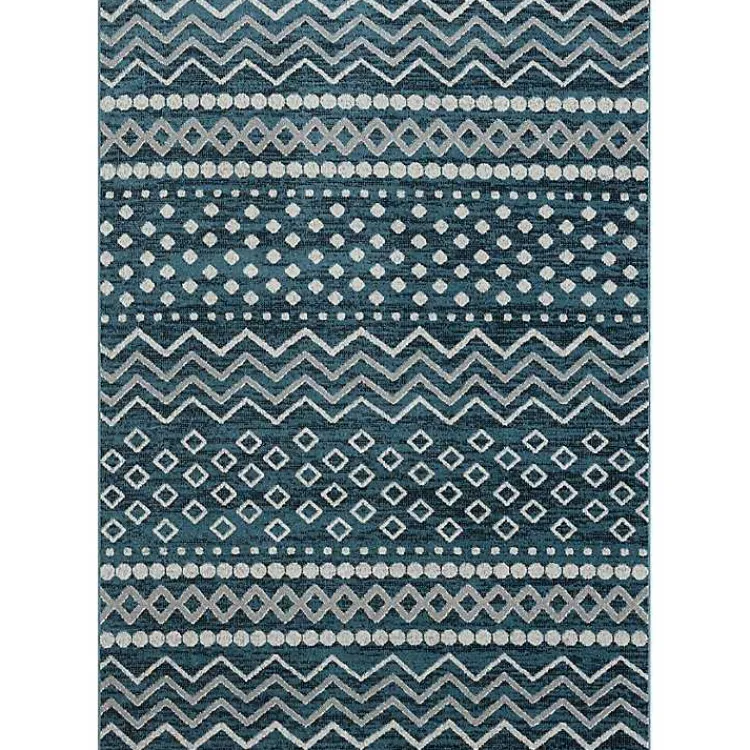 Kirklands Home Geometric Stripe Washable Area Rug, 5x7 Blue Sale