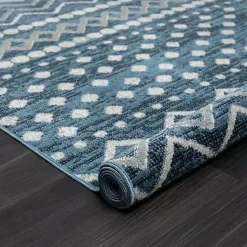 Kirklands Home Geometric Stripe Washable Area Rug, 5x7 Blue Sale