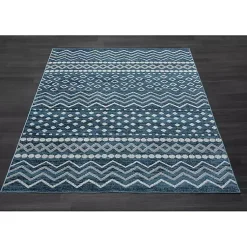 Kirklands Home Geometric Stripe Washable Area Rug, 5x7 Blue Sale