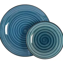 Kirklands Home Gia Stoneware 24-pc. Dinnerware Set Blue Clearance