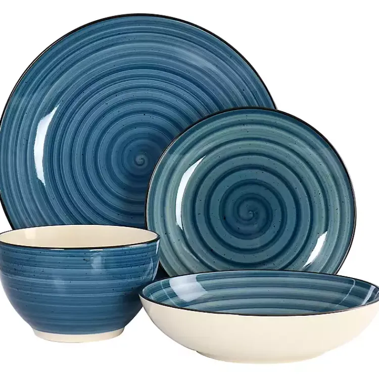 Kirklands Home Gia Stoneware 24-pc. Dinnerware Set Blue Clearance