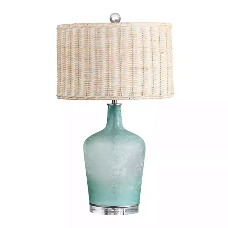 Kirklands Home Blue Glass Coastal Table Lamp Tan New