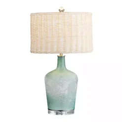 Kirklands Home Blue Glass Coastal Table Lamp Tan New