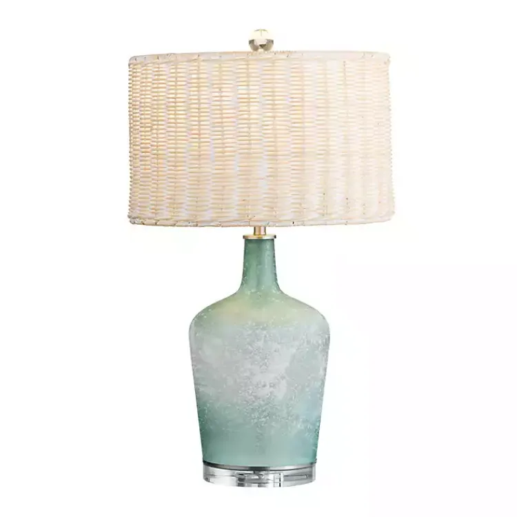 Kirklands Home Blue Glass Coastal Table Lamp Tan New