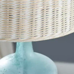 Kirklands Home Blue Glass Coastal Table Lamp Tan New