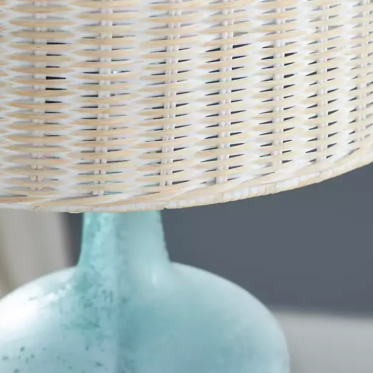 Kirklands Home Blue Glass Coastal Table Lamp Tan New