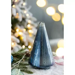 Christmas Decorations>Kirklands Home Glass Cone Shaped Christmas Tree, 10 in. Blue