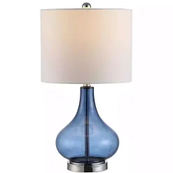 Kirklands Home Blue Glass Curved Brooks Table Lamp White Online