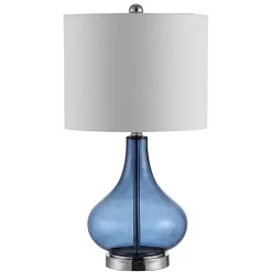 Kirklands Home Blue Glass Curved Brooks Table Lamp White Online