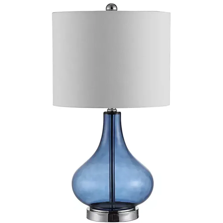 Kirklands Home Blue Glass Curved Brooks Table Lamp White Online