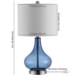 Kirklands Home Blue Glass Curved Brooks Table Lamp White Online