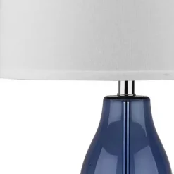 Kirklands Home Blue Glass Hourglass Table Lamps, Set of 2 White