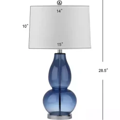Kirklands Home Blue Glass Hourglass Table Lamps, Set of 2 White