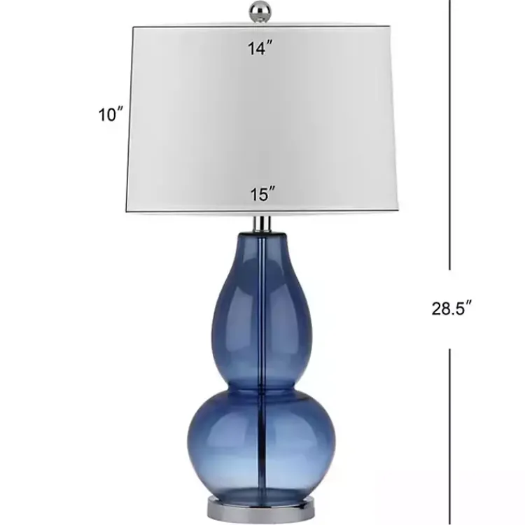 Kirklands Home Blue Glass Hourglass Table Lamps, Set of 2 White