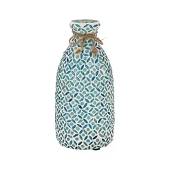 Vases>Kirklands Home Blue Glass Mosaic Vase