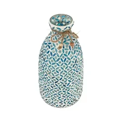 Vases>Kirklands Home Blue Glass Mosaic Vase