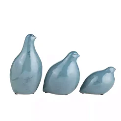 Statues & Figurines>Kirklands Home Glazed Ceramic Bird Figurines, Set of 3 Blue