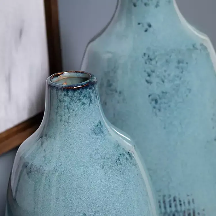Vases>Kirklands Home Glazed Ceramic Vases, Set of 2 Blue