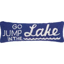 Pillows>Kirklands Home Blue Go Jump in the Lake Hooked Lumbar Pillow