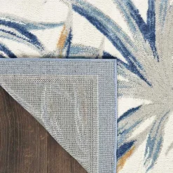 Kirklands Home Blue Grand Leaf Coastal Area Rug, 7x9 Clearance