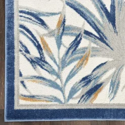 Kirklands Home Blue Grand Leaf Coastal Area Rug, 7x9 Clearance