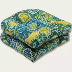 Kirklands Home Blue Green Lagoon Wicker Chair Cushions, Set of 2 Hot
