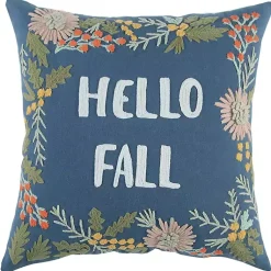 Fall>Kirklands Home Blue Hello Fall Embroidered Pillow